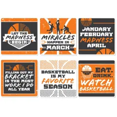 Big Dot of Happiness Basketball - Let the Madness Begin - Funny College Basketball Party Decorations - Drink Coasters - Set of 6