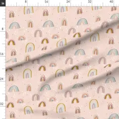 Various Fabrics by the Yard or Fat Quarter Rainbow Boho Stars Blush Pink Custom Printed Fabric by Spoonflower