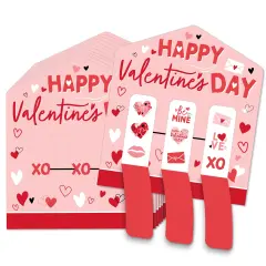 Big Dot of Happiness Happy Valentine&rsquo;s Day - Valentine Hearts Party Game Pickle Cards - Pull Tabs 3-in-a-Row - Set of 12