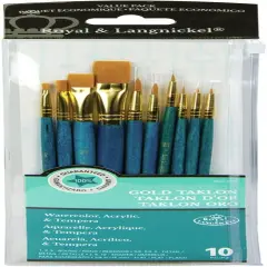 Royal & Langnickel(R) Gold Taklon Value Pack Brush Set-10/Pkg