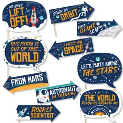 Big Dot of Happiness Funny Blast Off to Outer Space - Rocket Ship Baby Shower or Birthday Party Photo Booth Props Kit - 10 Piece