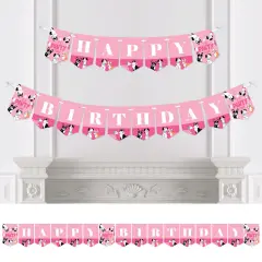 Big Dot of Happiness Pawty Like a Puppy Girl - Pink Dog Birthday Party Bunting Banner - Birthday Party Decorations - Happy Birthday