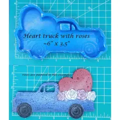 Vintage Truck with Heart & Roses Silicone Freshie Mold