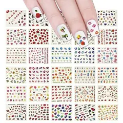 Wrapables Beauty Nail Art Nail Stickers 3d Flower Stickers Set DIY Nail Art, 50 Sheets (2500+ Nail Decal Stickers)