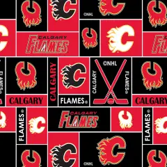 Sykel Enterprises NHL Team Fleece Blanket Fabric-Calgary Flames Geometric Fleece Fabric