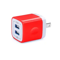 Premium PD Power Home Adapter | Max Output 2.1A & 1.0A (2 USB Port) Fast Charger | Raheev&reg; Red