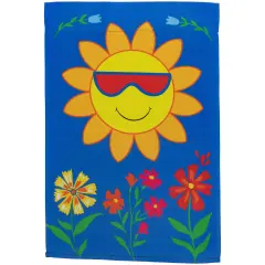 Northlight Smiling Sun Floral Outdoor Garden Flag 18" x 12.5" Blue