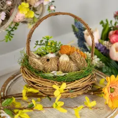 Northlight Sisal Easter Bunny in Woven Basket Decoration - 6.5" Brown