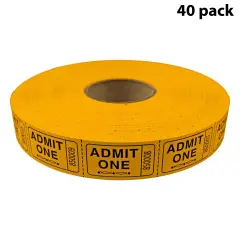 Tacticai 2000 Admit One Raffle Tickets &ndash; Single Roll, Consecutively Numbered &ndash; Perfect for Events, Entry, Fundraisers & Prizes &ndash; Available in 8 Colors Orange