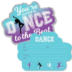 Big Dot of Happiness Must Dance to the Beat - Dance - Shaped Fill-in Invites - Dance Party or Birthday Party Invite Cards with Envelopes - Set of 12