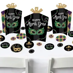 Big Dot of Happiness Mardi Gras - Masquerade Party Decor and Confetti - Terrific Table Centerpiece Kit - Set of 30