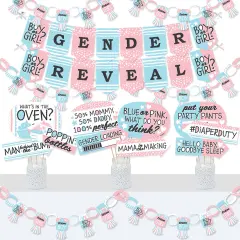Big Dot of Happiness Baby Gender Reveal - Banner and Photo Booth Decorations - Team Boy or Girl Party Supplies Kit - Doterrific Bundle