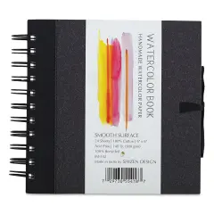 Shizen Watercolor Journal - 6" x 6", Hot Press, Black Cover
