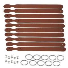 Blank Leather Keychains &ndash; 3/4" Full Grain DIY Kit (10 Pack)-Promotional-Fundraising-Personalized Gifts Russet