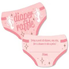 Big Dot of Happiness Tutu Cute Ballerina - Diaper Shaped Raffle Ticket Inserts - Ballet Baby Shower Activities - Diaper Raffle Game - Set of 24