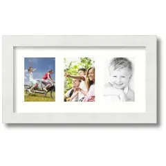 ArtToFrames Collage Photo Picture Frame with 3 - 3.5x5 inch Openings, Framed in White with Over 62 Mat Color Options and Regular Glass (CSM-3966-29)