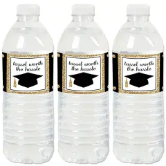 Big Dot of Happiness Gold Graduation Party Water Bottle Sticker Labels - Set of 20