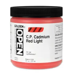 Golden Open Acrylics - Cadmium Red Light, 8 oz Jar