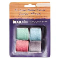 Beadsmith S-Lon Cord Pack - Pkg of 4, Pastel Colors