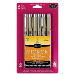 Sakura Pigma Micron Pens - Set of 6, Black, 01
