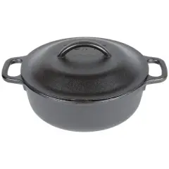 Lodge Cast Iron Serving Pot, 2 quarts, Non Stick, Black with Lid and Handles