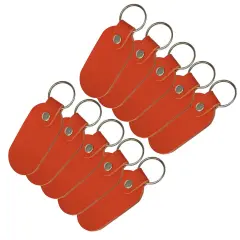 Oval Leather Keychains Kit &ndash; Full-Grain Latigo, 10-Pack, Engraving & Foil Stamping Ready, DIY Personalized Keyrings Orange