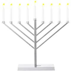 Large Metal Silver Coated Hanukkah Menorah For Synagogue