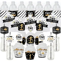 Big Dot of Happiness 1st Birthday Little Mr. Onederful - Boy First Birthday Party Favors and Cupcake Kit - Fabulous Favor Party Pack - 100 Pieces