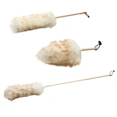 Wool Shop Lamb Wool Lanolin Dusters Deluxe Kit of 3 Sizes 10 in 24 in 36 in Wood Handle