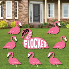 Big Dot of Happiness You've Been Flocked - Flamingo - Yard Sign and Outdoor Lawn Decorations - Funny Prank Yard Signs - Set of 8