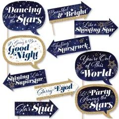 Big Dot of Happiness Funny Starry Skies - Gold Celestial Party Photo Booth Props Kit - 10 Piece