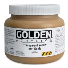 Golden Heavy Body Artist Acrylics - Transparent Yellow Iron Oxide, 32 oz Jar