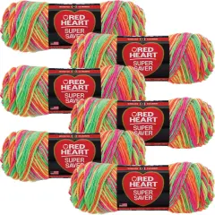 Multipack of 06 - Red Heart Super Saver Yarn-Day Glow