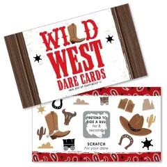 Big Dot of Happiness Western Hoedown - Wild West Cowboy Party Game Scratch Off Dare Cards - 22 Count