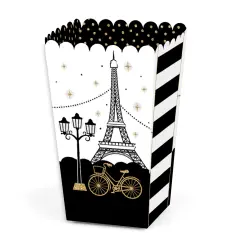 Big Dot of Happiness Stars Over Paris - Parisian Themed Party Favor Popcorn Treat Boxes - Set of 12