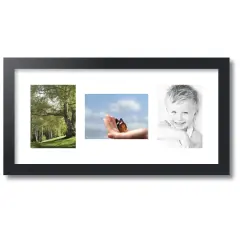 ArtToFrames Collage Photo Picture Frame with 3 - 5x7 inch Openings, Framed in Black with Over 62 Mat Color Options and Plexi Glass (CSM-3926-114)
