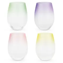 Frosted Ombre Stemless Wine Glasses Blush