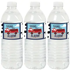 Big Dot of Happiness Fired Up Fire Truck - Firefighter Firetruck Baby Shower or Birthday Party Water Bottle Sticker Labels - Set of 20