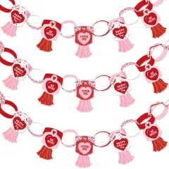 Big Dot of Happiness Conversation Hearts - 90 Chain Links and 30 Paper Tassels Decoration Kit - Valentine's Day Party Paper Chains Garland - 21 feet
