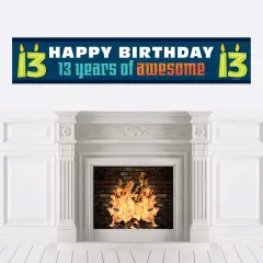 Big Dot of Happiness Boy 13th Birthday - Happy Birthday Official Teenager Decorations Party Banner