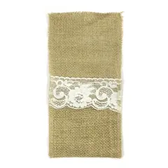 Wrapables Burlap with Lace Cutlery Holder for Rustic Weddings (Set of 10)