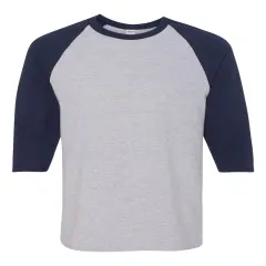 Gildan&reg; Heavy Cotton Raglan Crewneck Three-Quarter Sleeve T-Shirt Sport grey/ navy