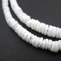The Bead Chest Matte White Natural Shell Heishi Beads 5mm 26 Inch Strand