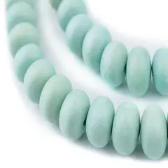 The Bead Chest Mint Green Abacus Natural Wood Beads (10x15mm): Organic Eco-Friendly Wooden Bead Strand for DIY Jewelry, Crafts, Necklace and Bracelet Making