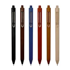 Wrapables Retractable Black Ink Gel Pens, 0.5mm Fine Point, Stationery Supplies for Home Office School (Set of 6), Bold