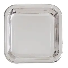 Silver Foil Square 9" Dinner Plates, 8ct