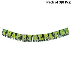 Fringed Metallic Banner (HAPPY ST.PAT&rsquo;S) | 7 Feet long by 8 inches tall Crowned in Chrome Your Destination for Metallic Chic | RAHEEV&reg;