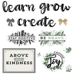 Carson Dellosa 34 pc Bundle of Farmhouse Decor for Bulletin Board, Positive Affirmations, Motivational Poster, Eucalyptus, and More Classroom Decorations