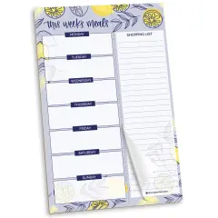 bloom daily planners Planning Pad, 6" x 9", Meal Planning Pad with Magnets, Blue Lemons
