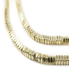 The Bead Chest Faceted Gold Color Square Beads 4mm, 16 Inch Strand Unusual Brass Large Hole